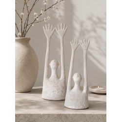 Hands Up – Set van 2 beelden – Aardewerk – Wit
